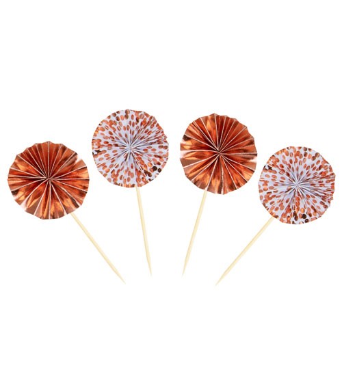 Party-Picks mit Papierfächer - rosegold - 8 Stück