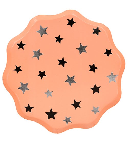 Pappteller mit Sternen - orange - 8 Stück
