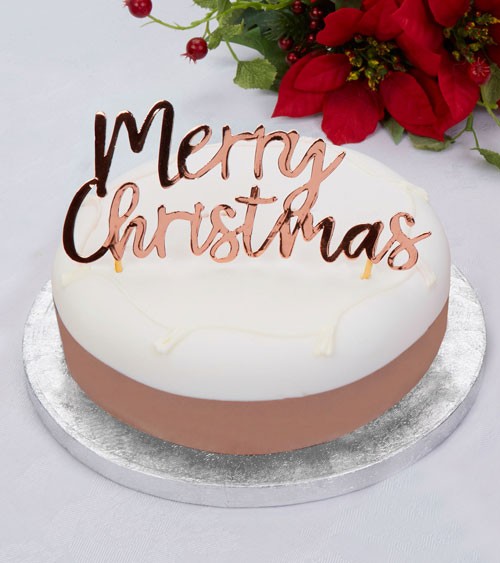 Cake Topper aus Papier "Merry Christmas" - rosegold