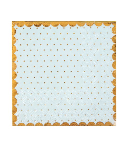 Cocktail-Servietten "Goldene Punkte" - sky blue - 20 Stück