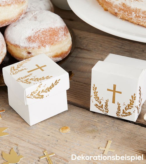 Gastgeschenkboxen mit goldenem Kreuz - 10 Stück