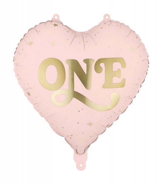 Herz-Folienballon "One" - rosa - 45 cm