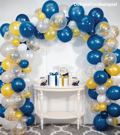 Ballongirlanden-Set "Navy und Gold" - 122-teilig