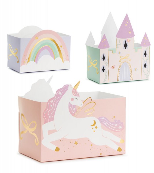 Snackboxen "Einhorn, Schloss & Regenbogen" - 6 Stück