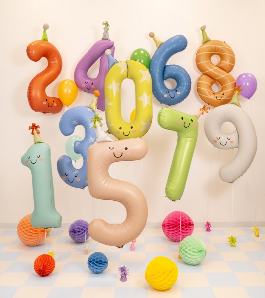 Folienballon Zahl "Bunte Party" - 86 cm