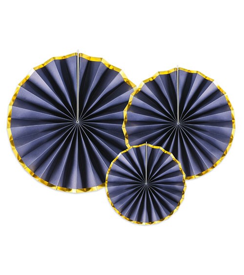 Rosetten-Set - navyblue/gold - 3-teilig