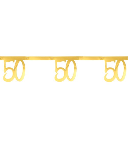 Zahlengirlande aus Papier "50" - metallic gold - 2,5 m