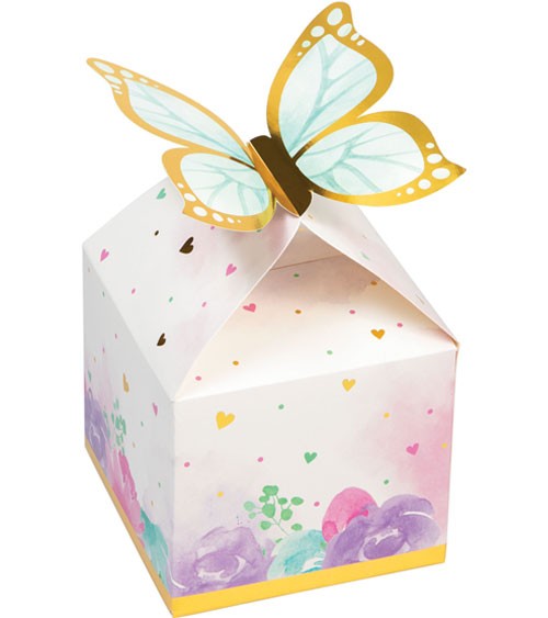 Gastgeschenkboxen "Butterfly Shimmer" - 12,7 x 10,1 cm - 8 Stück
