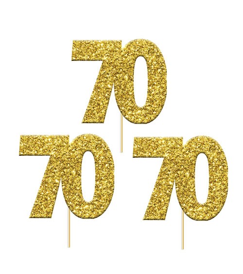 Cupcake-Topper Zahl "70" - glitter gold - 12 Stück