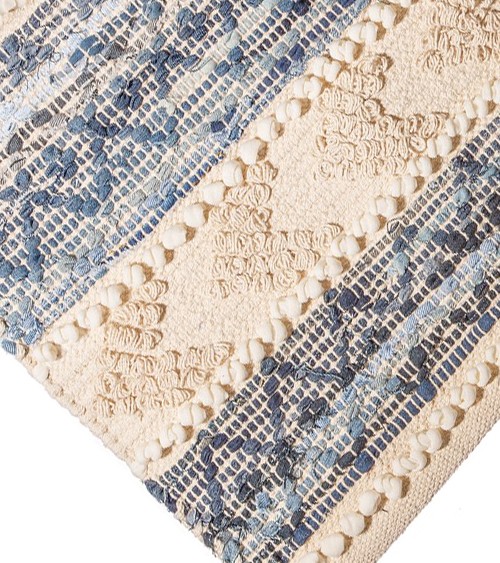 Kleiner Boho-Teppich "Diamond" - Denim - 70 x 50 cm