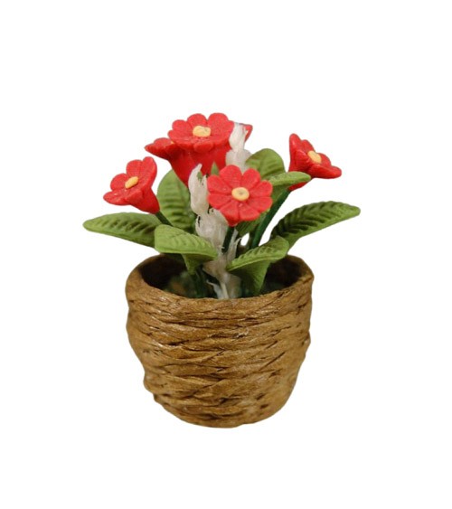 Mini Blumenkörbchen aus Kunststoff - rot - 3 cm