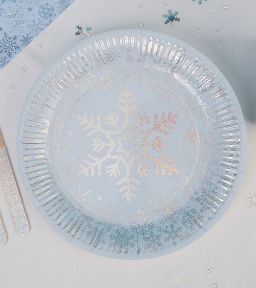 Pappteller "Iridescent Snowflake" - 8 Stück