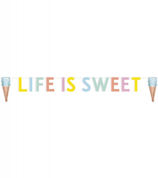 Eiscreme-Girlande "Life is sweet" mit Mini-Folienballons - 1,82 m