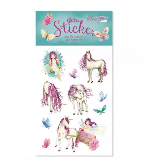 Glitter-Sticker "Elfe mit Einhorn" - 1 Bogen