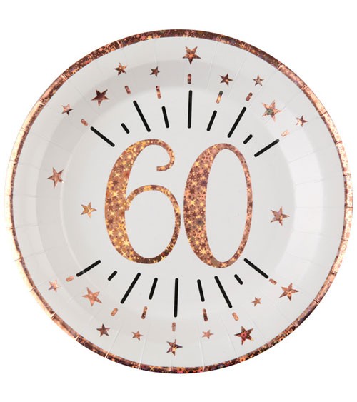 Pappteller "Sparkling Rosegold" - 60. Geburtstag - 10 Stück