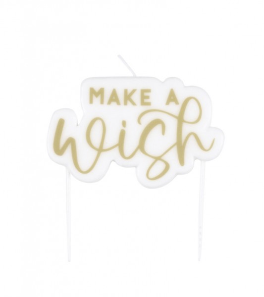 Kuchenkerze "Make a wish" - weiß & gold