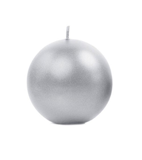 Kugelkerzen - silber metallic - 8 cm - 6 Stück