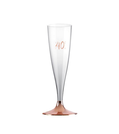 Kunststoff-Sektgläser "40" - rosegold - 6 Stück