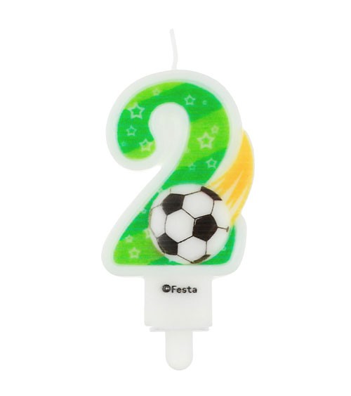 Fußball-Zahlenkerze "2" - 7,8 cm