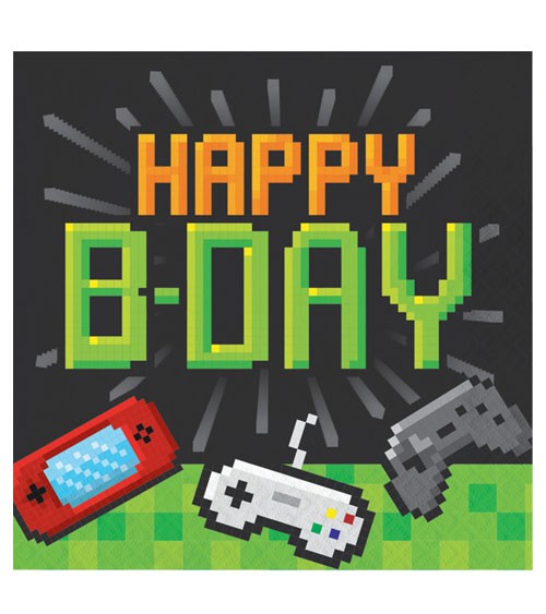 Servietten "Game on" - Happy B-Day - 16 Stück