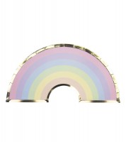 Regenbogen-Pappteller mit Goldrand - pastell - 8 Stück