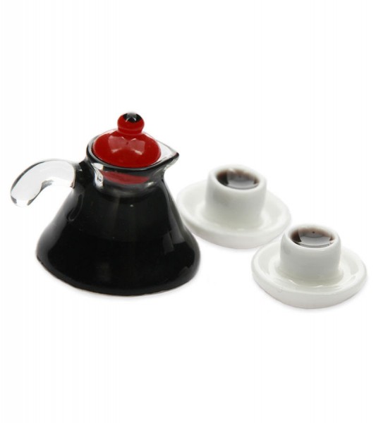Kaffeekanne mit 2 Tassen - 1,5 x 1,2 cm