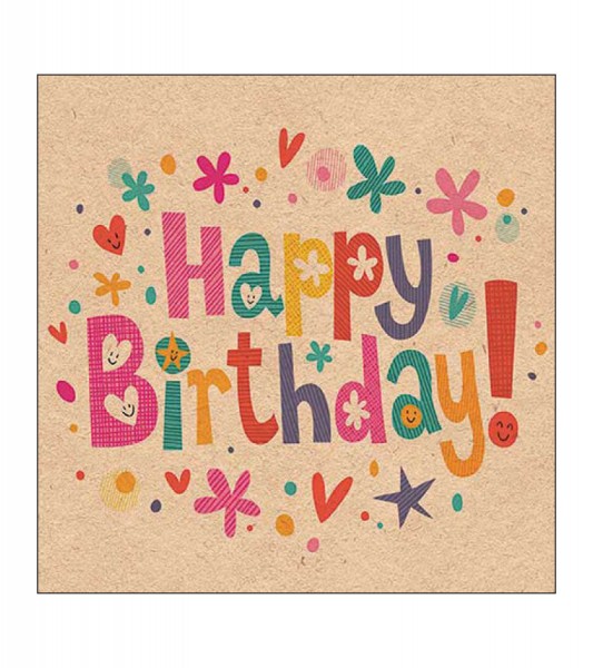 Servietten "Happy Birthday" - Nature - 20 Stück