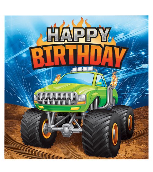 Servietten "Monster Truck Show" - Happy Birthday - 16 Stück