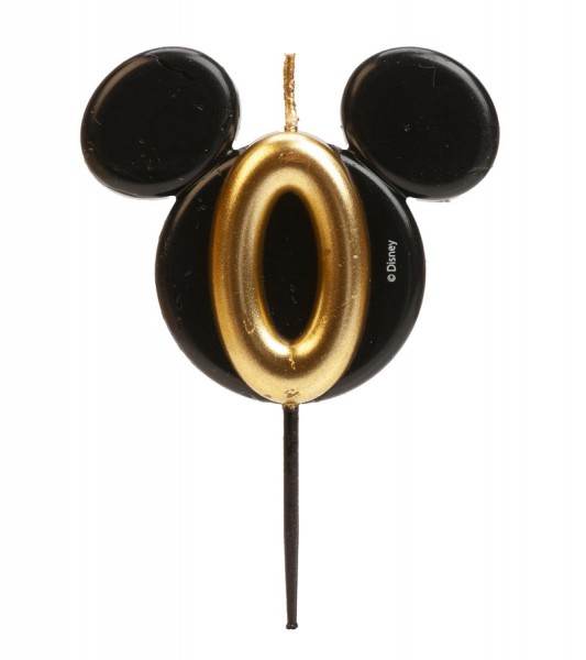 Kuchenkerze Mickey Mouse Ohren "0" - 8,5 cm