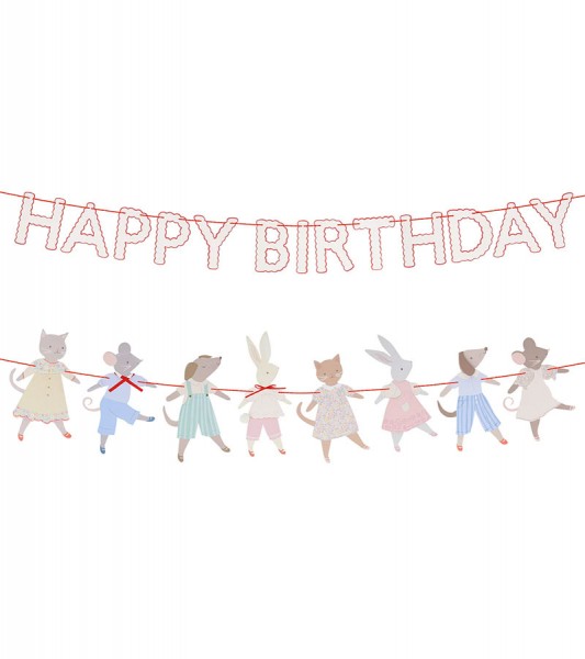 Happy Birthday Girlanden-Set "Animal Friends" - 1,8 m