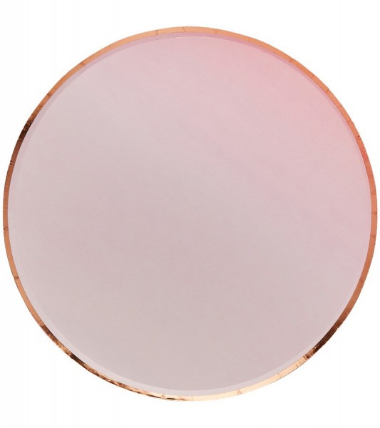 Pappteller mit rosegoldenem Rand - rosa ombre - 8 Stück