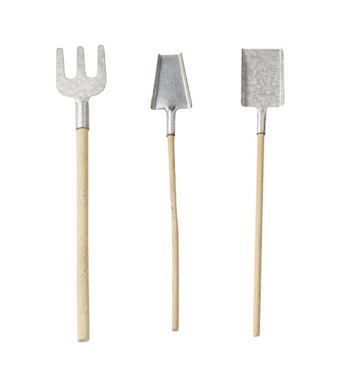 Kleines Gartenwerkzeug - silber - 13 cm - 3-teilig