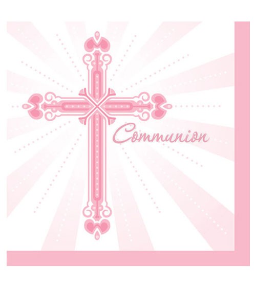 Servietten "Kreuz - rosa" - "Communion" - 36 Stück