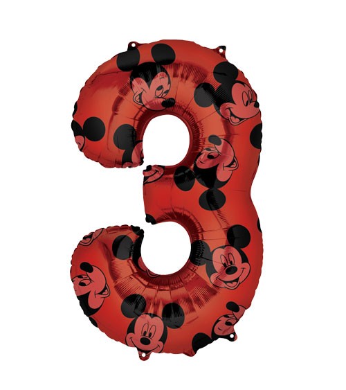 SuperShape-Folienballon "3" - Mickey Mouse - 66 cm