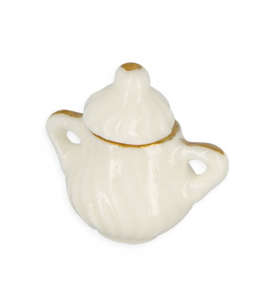 Porzellan-Zuckerdose mit Goldrand - 2,5 x 2,5 cm