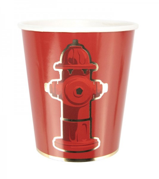 Pappbecher "Feuerwehr" - Hydrant - 8 Stück