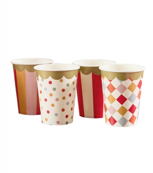 Pappbecher "Zirkus" in 4 Designs - 8 Stück