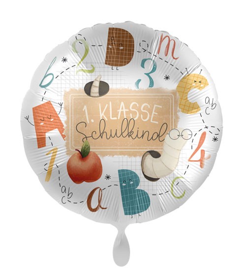 Folienballon "1. Klasse Schulkind" - ABC - 43 cm