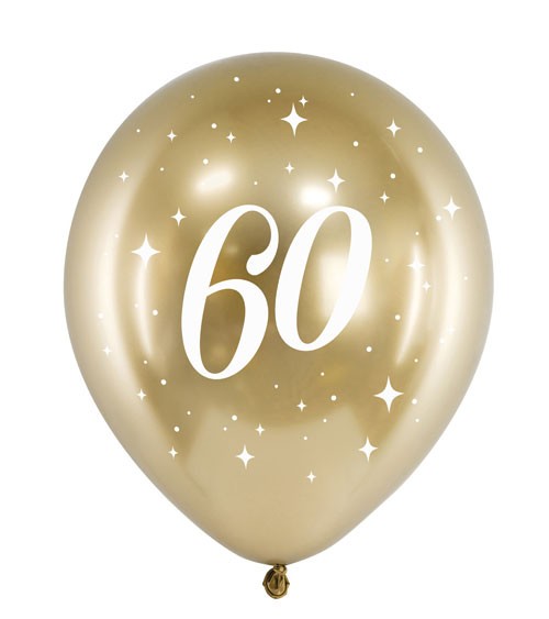 Luftballons "60" - Glossy Gold - 30 cm - 6 Stück