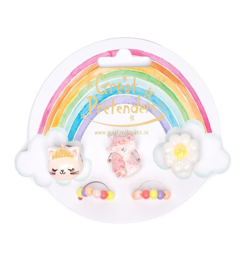 Kinderringe-Set "Flower Kitty Unicorn" - 5-teilig