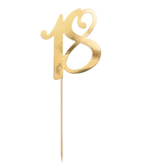 Cake-Topper aus Papier "18" - gold - 21 cm