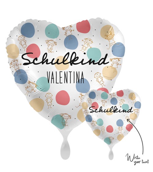 Herz-Folienballon "Schulkind" - personalisierbar