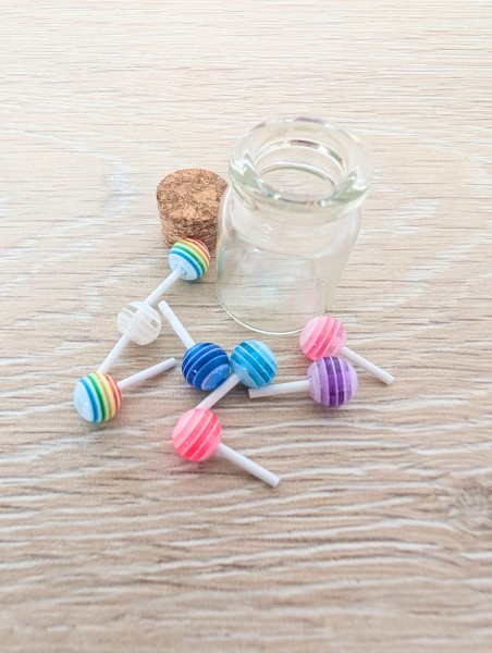 Miniatur Glas mit Lollies - 2 x 3,5 cm