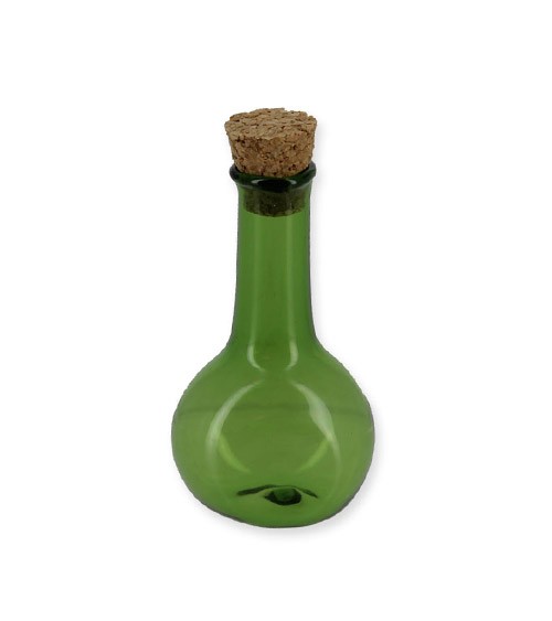 Glasflasche mit Korken - grün - 1:12 - 3 cm