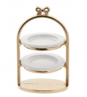 Etagere mit 2 Tellern - gold - 3 x 5 cm