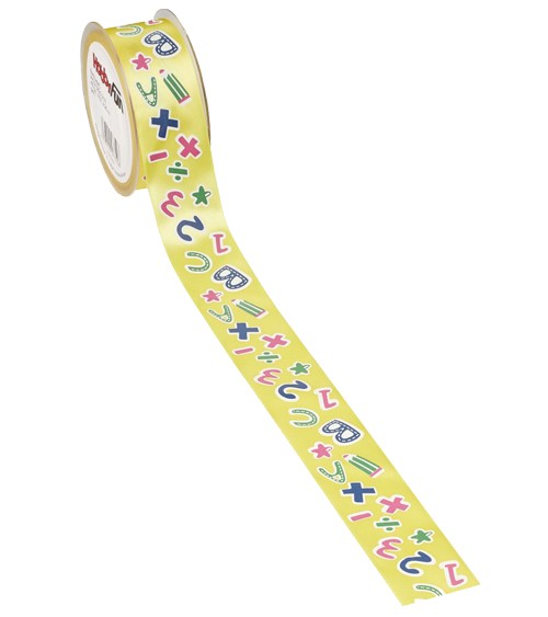 Geschenkband "ABC" - gelb - 4 cm x 5 m