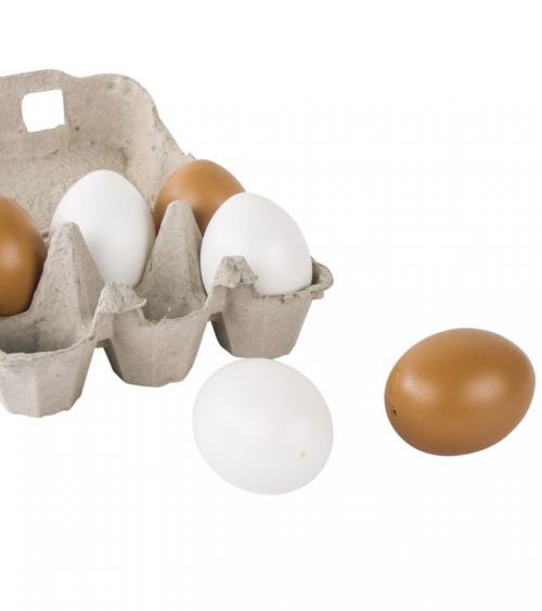 Eier aus Kunststoff im Eierkarton - weiß & braun - 6-teilig