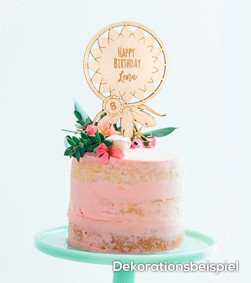 Dein Cake-Topper „Boho“ aus Holz - Wunschtext