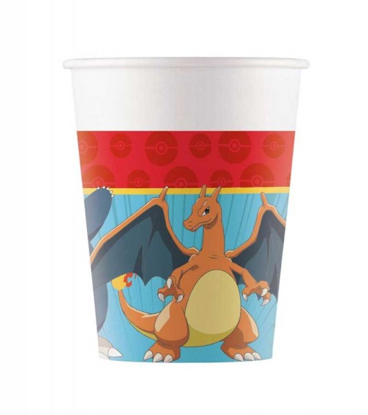 Pappbecher "Pokémon" mit rotem Rand - 8 Stück