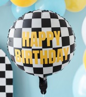 Runder Folienballon "Zielflagge" - Happy Birthday